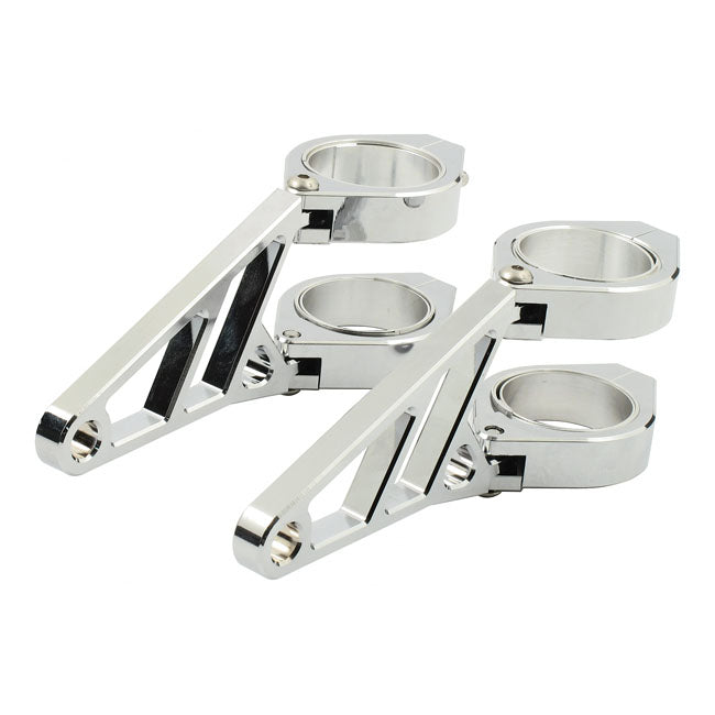 MCS Fingers, Adj. Headlamp Bracket Assembly 42-43 mm. Chrome – Universal with 42/43 mm Fork Tubes