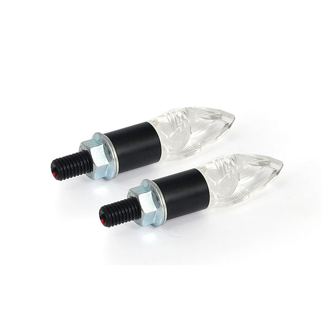 MCS Crystal, LED Turn Signal Set. Black Stem – Universal
