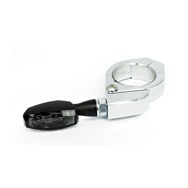 MCS Paco, Turn Signal Fork Mount Kit. 35-37mm. Chrome – Universal