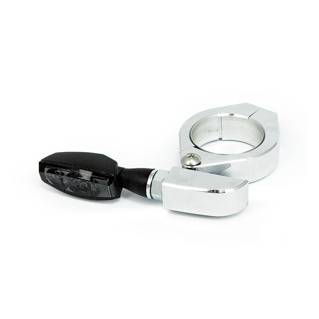 MCS Paco, Turn Signal Fork Mount Kit. 35-37mm. Chrome – Universal