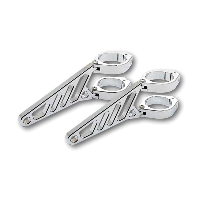 MCS Fingers, Adj. Headlamp Bracket Assembly Long 35-37 mm. Chrome – Universal with 1935–1937 mm Fork Tubes