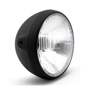 MCS British Style 7" H4 Headlamp. Side Mount. Black