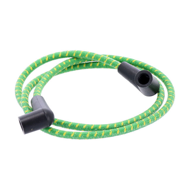 MCS Universal 40" Spark Plug Wire Set. Cotton Cloth Green/Yellow – Universal with Pre-1999 Style Coil