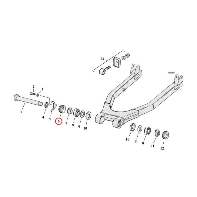 MCS Lock Nut Swingarm Bearing. Right – 54-E74 K; XL Sportster 1 Used