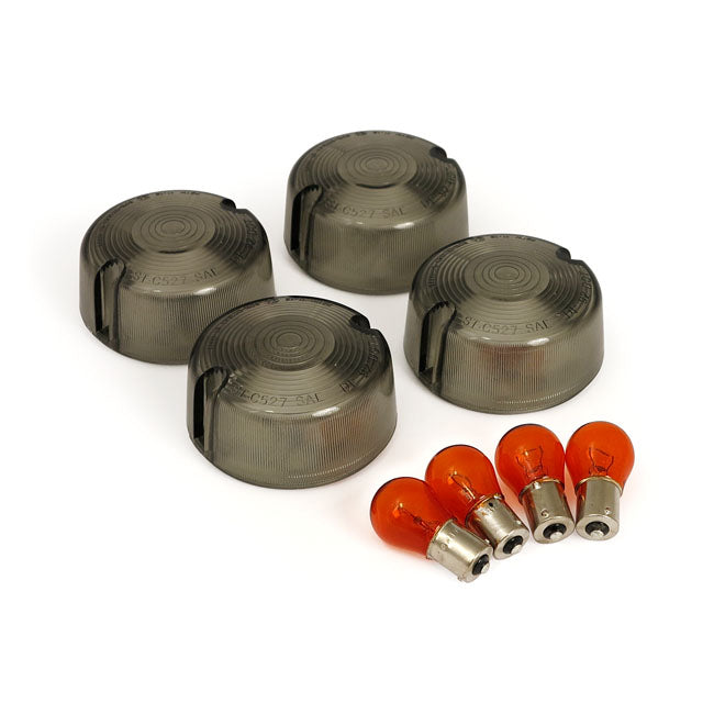 MCS Turn Signal Domed Lens Kit, Smoke – Pre-2001 H-D with Domed Turn Signal Lens