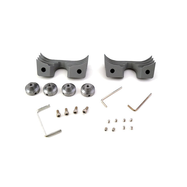 MCS Head Bolt Bridge Cover Set. Finned, Silver – 2004–2022 XL Sportster