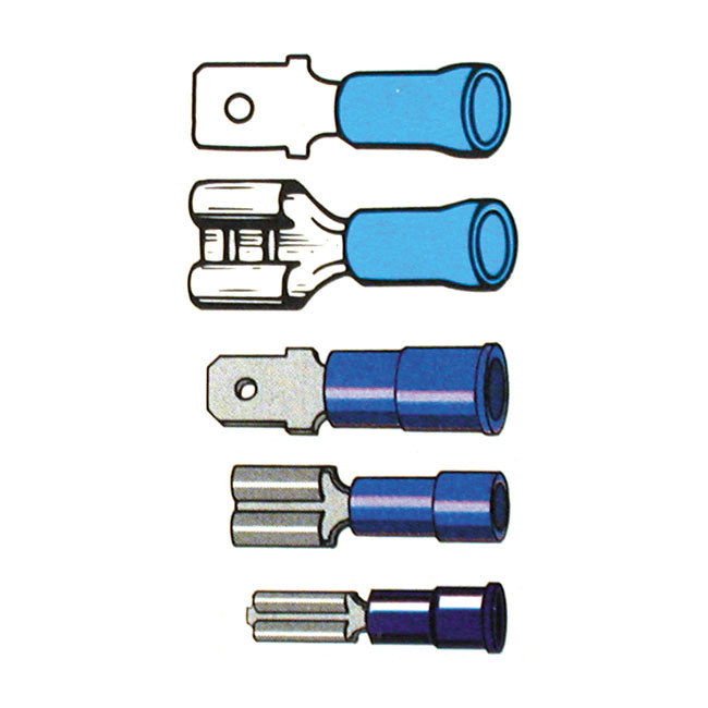 Standard Connectors, Slide-on Terminal PVC, Crimp. Blue 1/4" Male