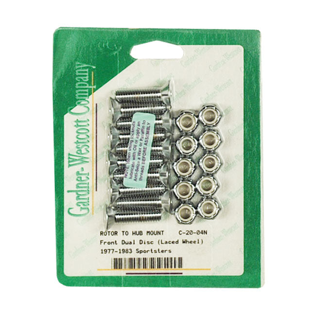 Gardner-Westcott Brake Rotor Bolt Kit, Tapered Flatheads – 1977–1984 XL Sportster; FX; FXR