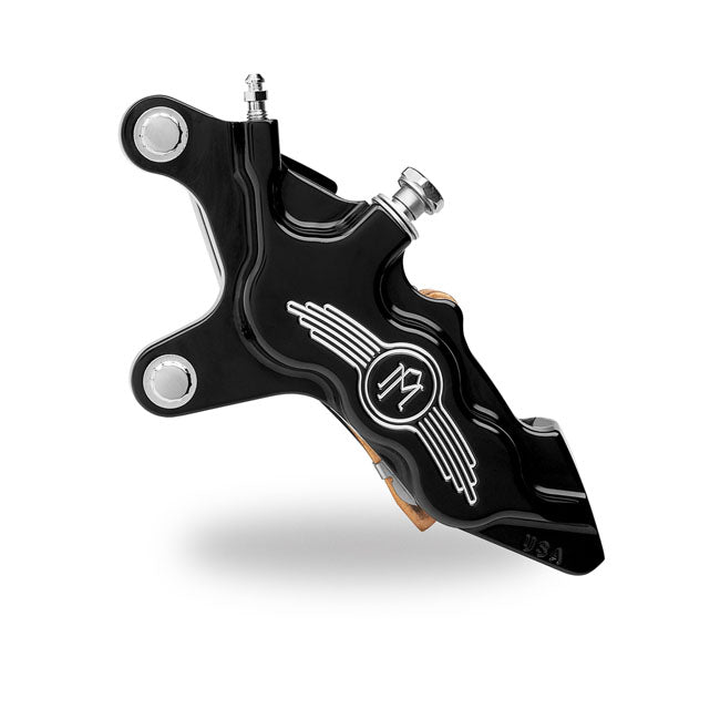 Performance Machine 6-P 112x6B Caliper. Bolt-on, 11.5" Left Front. Black CC – 1984–1999 Big Twin; XL Sportster