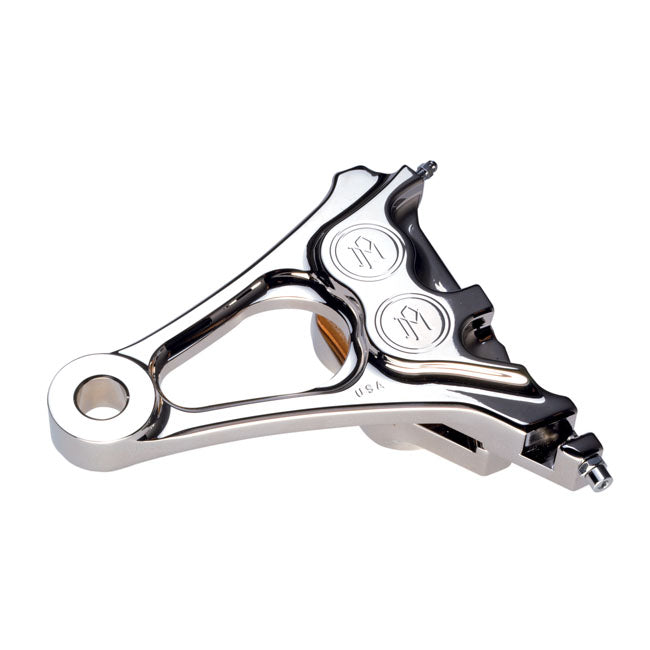 Performance Machine 4-Piston One-piece Caliper/Bracket, Rear. Chrome – 2006–2007 Softail (with 200mm 17" Tire)