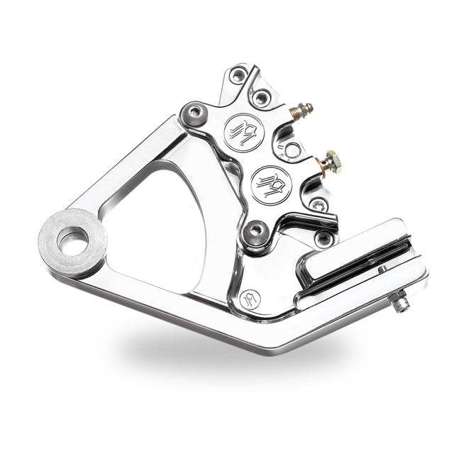 Performance Machine 4-Piston One-piece Caliper/Bracket, Rear. Chrome – 1987–1999 Softail with Stock Tire