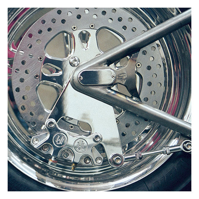 Performance Machine Rear 4-P Caliper Bracket, 11.5". Polished – Universal with 11.5" Rotor and 3/4" Axle