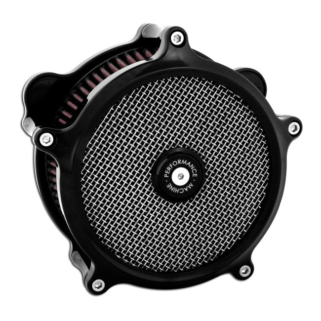 Performance Machine ''Super Gas Interchange'' Air Cleaner Kit. Black – CV Carburetor: 1993–2006 All Big Twin…