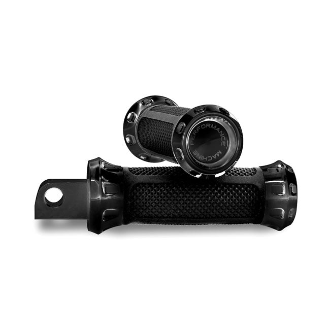 Performance Machine Overdrive Foot Peg Set. Black – All H-D with Traditional Male Mount