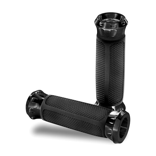 Pm Overdrive Grips Black for 74-20 H-D With Single Or Dual Throttle Cables (Excl. Street)