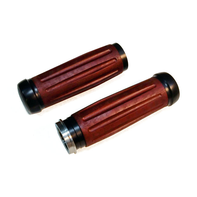Riverside Custom Bakelite® Retro Handlebar Grip Set. Black – 2008–2025 H-D with E-throttle