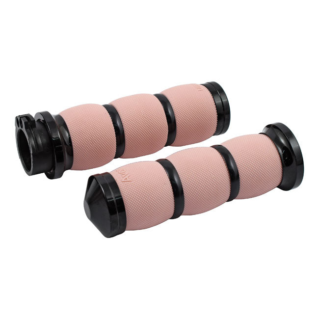 Avon Grips Avon Air Cushioned Grips, Black Anodized/Pink – 1996–2022 H-D with Dual Throttle Cables