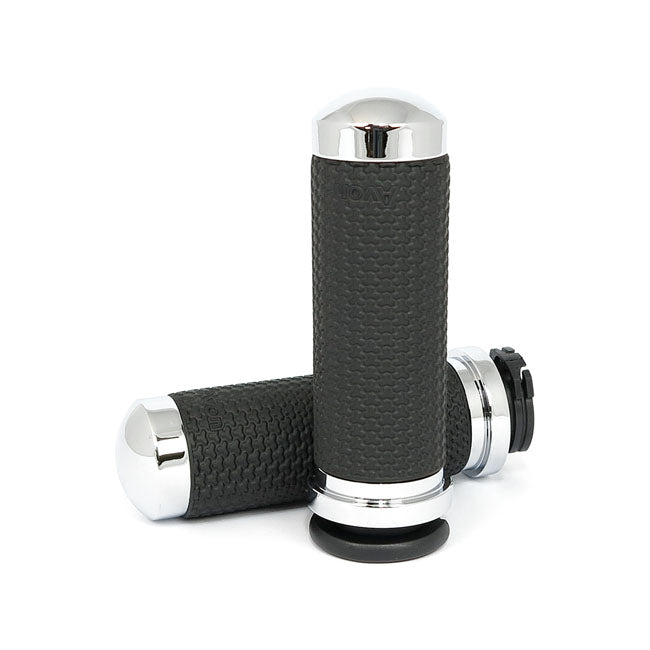 Avon Grips Memory Foam Grip Set. Large. Chrome – 1996–2022 H-D with Dual Throttle Cables