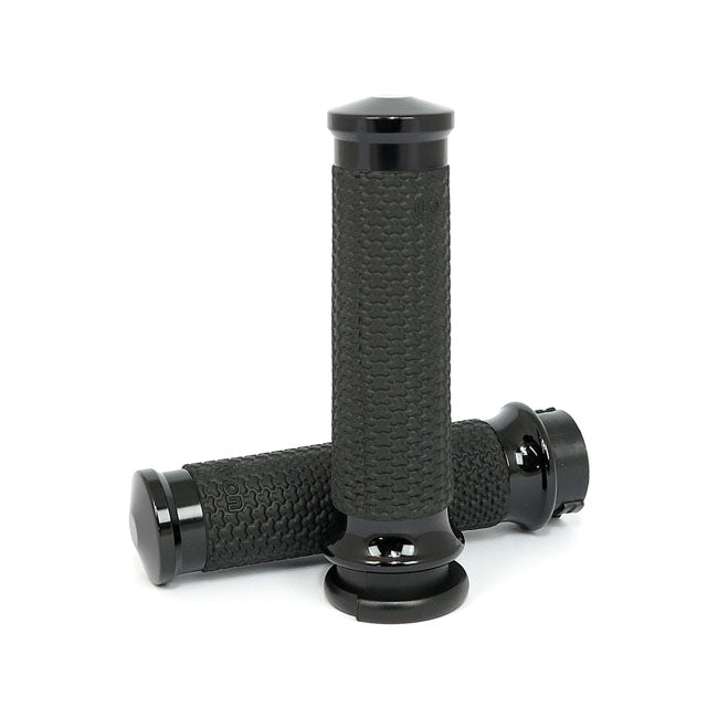 Avon Grips Memory Foam Grip Set. Small. Black Anodized – 1996–2022 H-D with Dual Throttle Cables