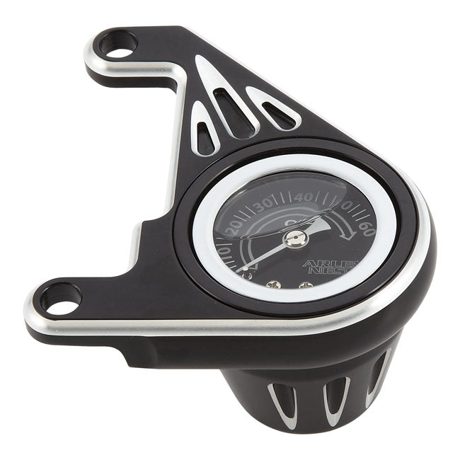 Arlen Ness Oil Pressure Gauge Kit. Deep Cut, Black – 1999–2017 Twin Cam