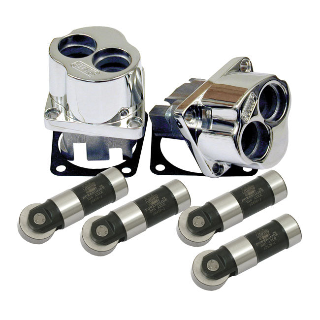 Jims Tappet Block and Powerglide Tappet Kit. Polished – 1984–1999 Evo Big Twin