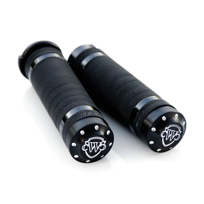 Cult-Werk 1" / 25.4mm Grooved Handlebar Grips. Black – 1996–2022 H-D with Dual Throttle Cables