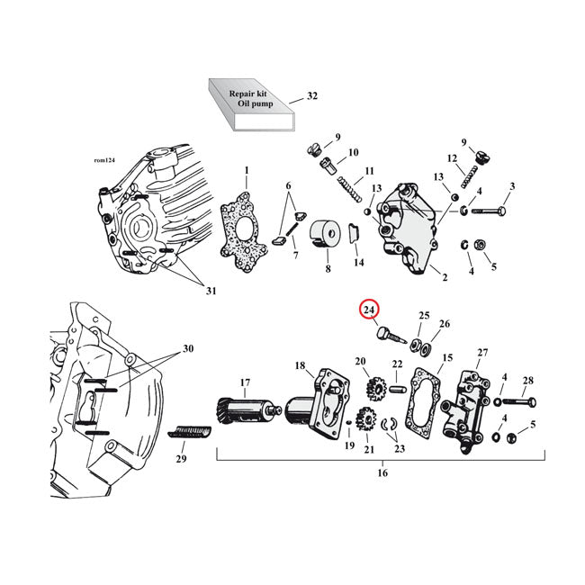 MCS Chain Oiler Adj.Screw. (Hex Head) – 1933–1964 And 68-E83 FL; 1970–1976 XL…