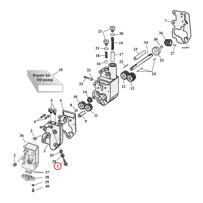 MCS Chain Oiler Adj.Screw. (Hex Head) – 1933–1964 And 68-E83 FL; 1970–1976 XL…