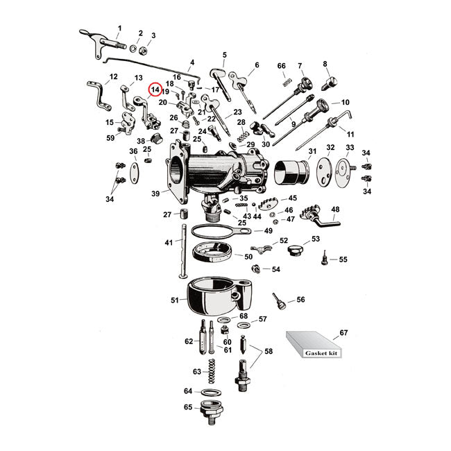 Samwel THROTTLE LEVER, INCL. SCREWS – 1935–1948 45"; 1937–1948 74"/80" SV