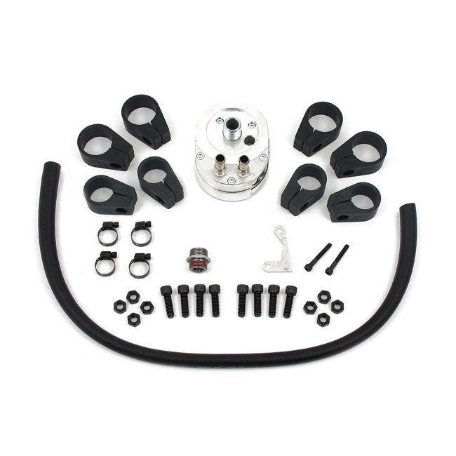 Jagg Oil Cooler Kit. Vertical Mount, 6 Row, Deluxe Diamond – 1955–1983 Big Twin; 1982–1994 FXR…