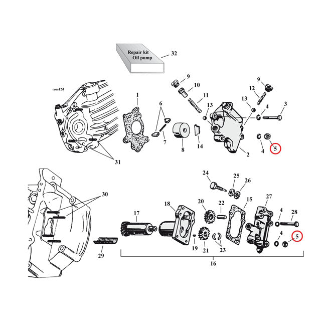 MCS Nut, 1/4-24 X 5/32 X 7/16 Hex – 1937–1973 45" SV (OIL FEED PUMP…