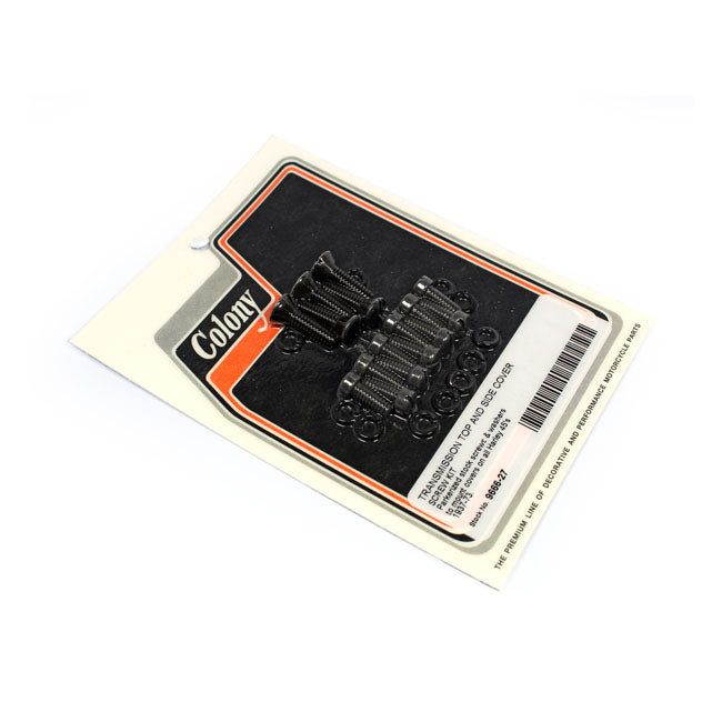 Colony Transmission Top & Side Cover Screw Kit. Black – 1937–1973 45" Flathead