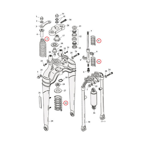Samwel Spring Set for Springer Fork. Black – 1988–2006 FXSTS; 1997–2009 FLSTS
