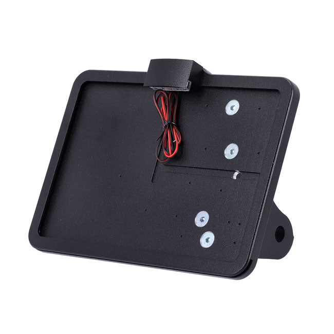 CPV ''Slide-in'' License Plate Bracket. Side Mount, Black – 1991–2017 Dyna