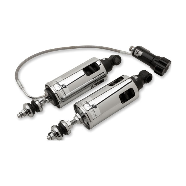 Progressive Suspension 422 Series Shocks. STD to -2". Heavy Duty. RAP. Chrome – 2000–2017 Softail