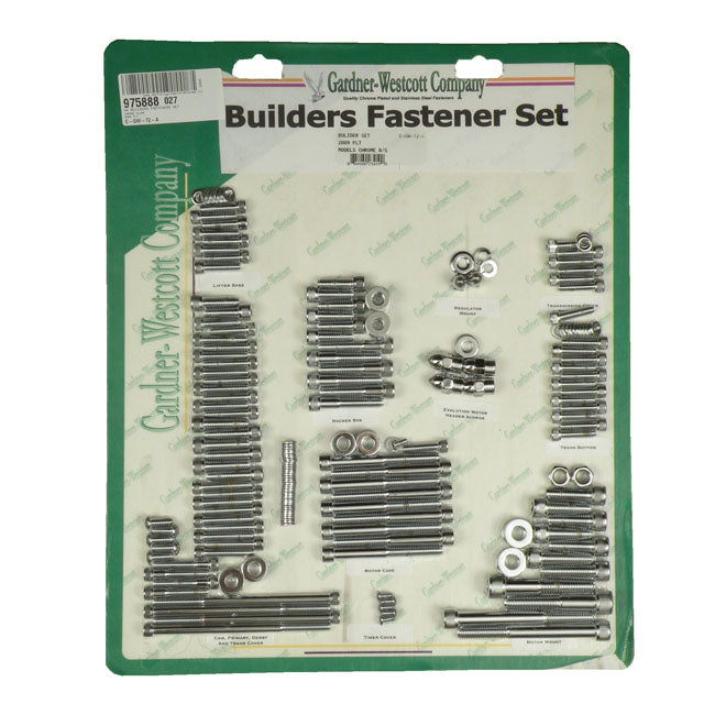 Gardner-Westcott Builders Fasteners Set. Chrome Allen – 2009–2016 FLT/Touring