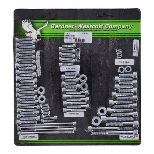 Gardner-Westcott Motor Screw Set, Chrome Allen – 2009–2016 FLT/Touring