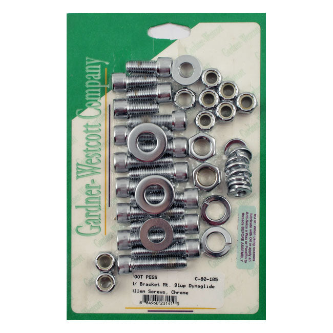 Gardner-Westcott Foot Peg & Bracket Mount Kit. Rear. Chrome – 1991–2005 Dyna