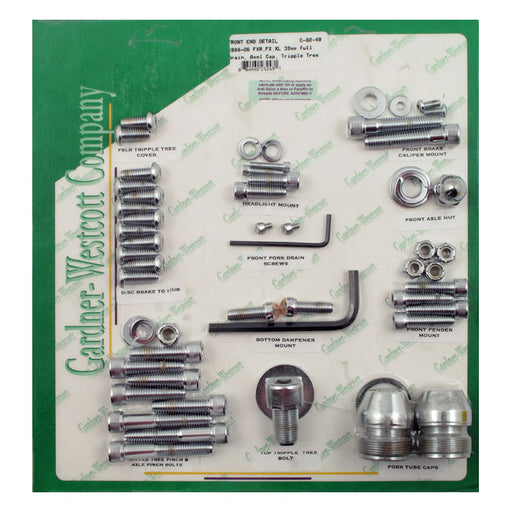 Gardner-Westcott 39mm Front End Detail Kit. Chrome – 1987–1994 FXR; 1991–2005 Dyna; 1988–2015…