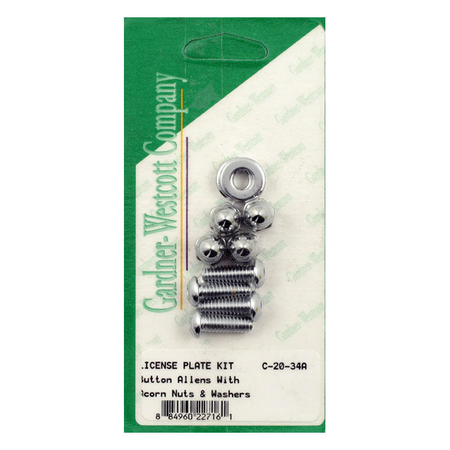 Gardner-Westcott License Plate to Bracket Mount Kit. Chrome. Acorn – Universal
