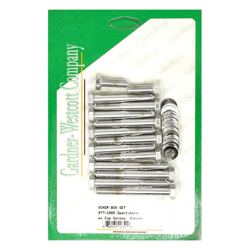 Gardner-Westcott Sportster Rocker Box Bolt Kit. Hex, Chrome – 1977–1985 XL Sportster