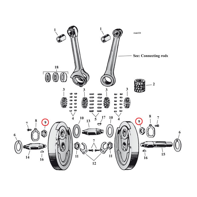 Samwel Nut, Crankpin. 37-73 45" Flathead – 1937–1973 45" (750cc) Flathead