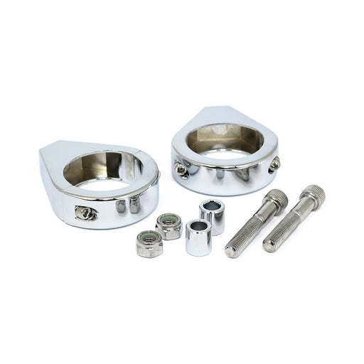 MCS Smooth Edge Fork Mount Clamp Kit. 41mm. Chrome – Universal