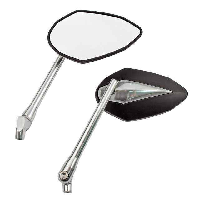 MCS ''Double Deuce'' Mirror Set. Black/Chr. Head & Silver Alu Stem