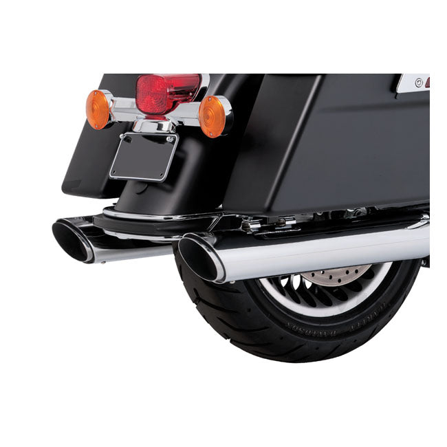 Vance & Hines 4" Twin Slash Round Slip-on Mufflers. Chrome – 2017–2026 FLT/Touring