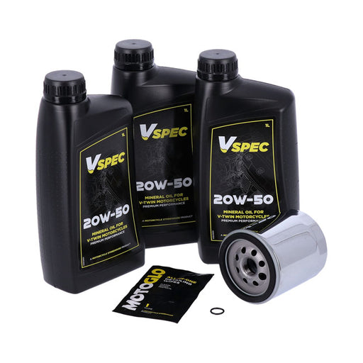 MCS Engine Oil Service Kit. 20W50 Mineral – 2000–2017 Softail; 1999–2017 Dyna