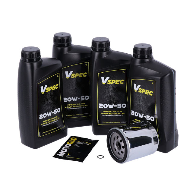 MCS Engine Oil Service Kit. 20w50 Mineral – 1999–2016 FLT/Touring; 2009–2016 Trike