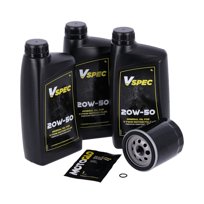 MCS Engine Oil Service Kit. 20W50 Mineral – 2000–2017 Softail; 1999–2017 Dyna
