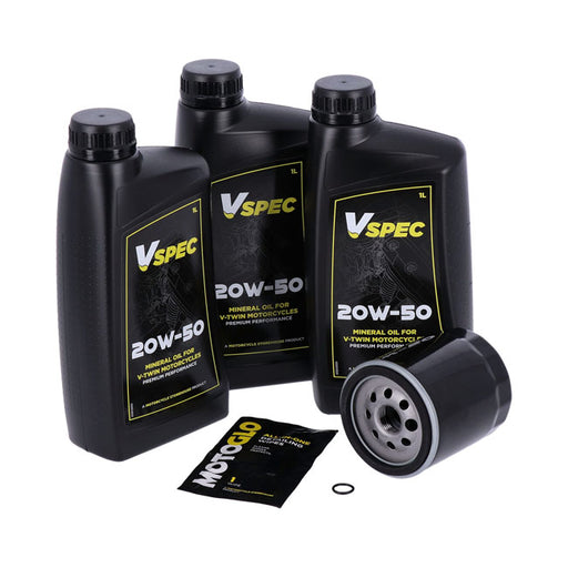 MCS Engine Oil Service Kit. 20W50 Mineral – 2000–2017 Softail; 1999–2017 Dyna