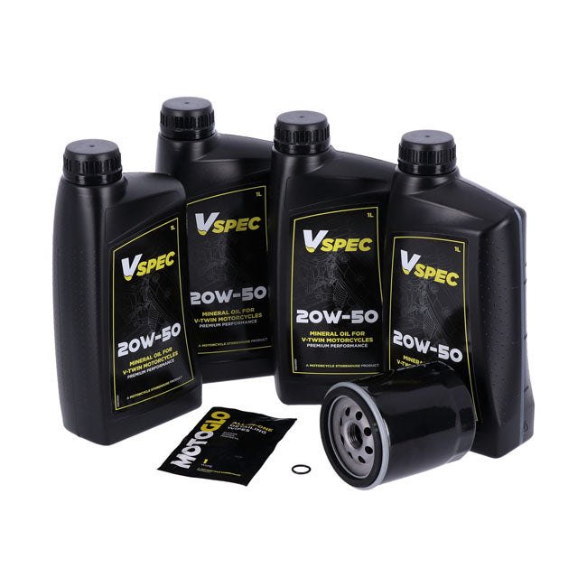 MCS Engine Oil Service Kit. 20w50 Mineral – 1999–2016 FLT/Touring; 2009–2016 Trike